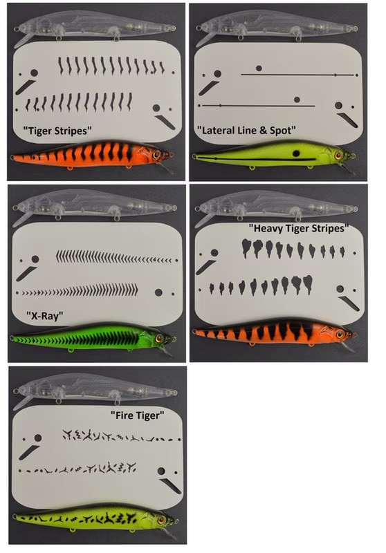 bass lure stencils Scale v3 Mesh Fishing Airbrush Stencil Built for Pro Grade Results Wont lift or tear off fully cured paint Wont warp like mylar 3202 Jerkbait Lure Pattern Stencils